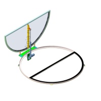 Круглый стеклянный люк с актуатором подъемом створки на винтовую лестницу винного погреба 3 модель с открытой створкой